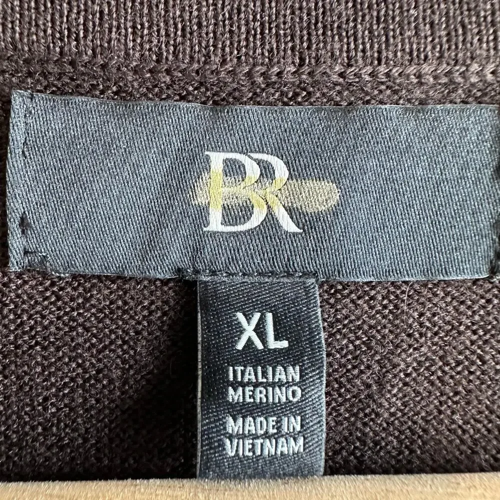 Banana Republic Italian Merino Crew Neck Sweater Brown XL 503264